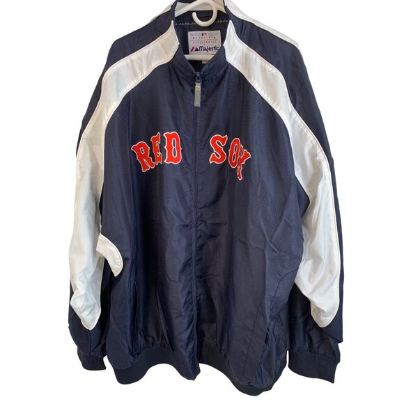 Majestic Athletic Red Sox Genuine Baseball 4XT Navy Jacket EUC 8321 Zip lined - Picture 1 of 8